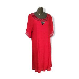 Mlle Gabrielle Women's Red Sleeveless Round Neck Knee Length Dress Size XL